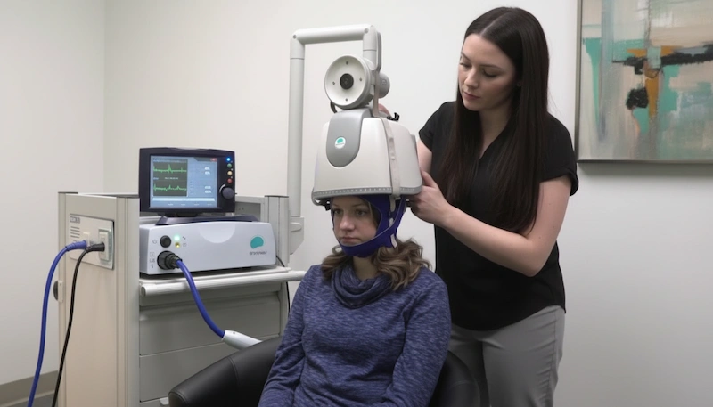 Brainsway Deep TMS Therapy Session in Medical Setting