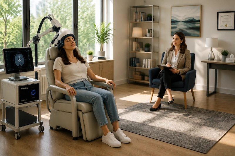 Patient Undergoing Accelerated TMS for Faster Symptom Relief