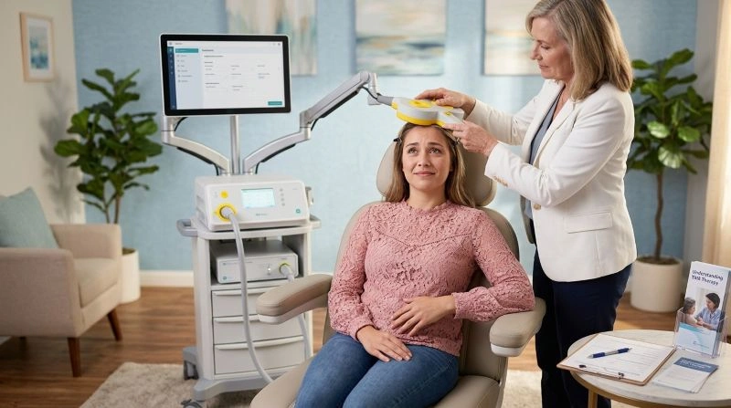 TMS therapy session supporting mental health treatment for people feeling disconnected from reality