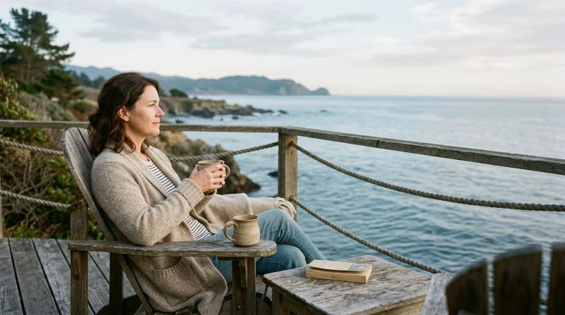 Relaxed person practicing mindfulness and reconnecting with the present after feeling disconnected from reality