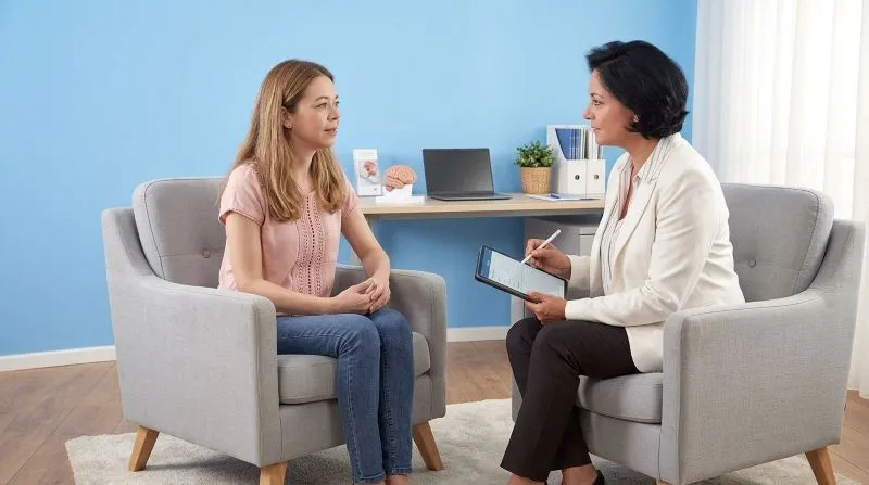 Therapist providing obsessive thinking therapy NYC consultation to help a patient manage intrusive thoughts and anxiety